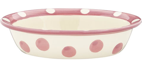 PetRageous Designs Polka Paws Oval Ceramic Dog Bowl