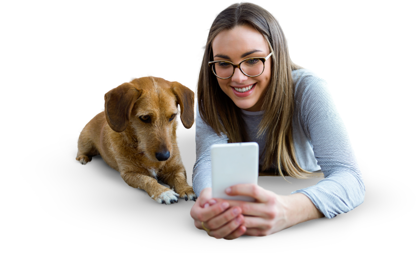 Picture of a dog and a woman for PangoVet homepage